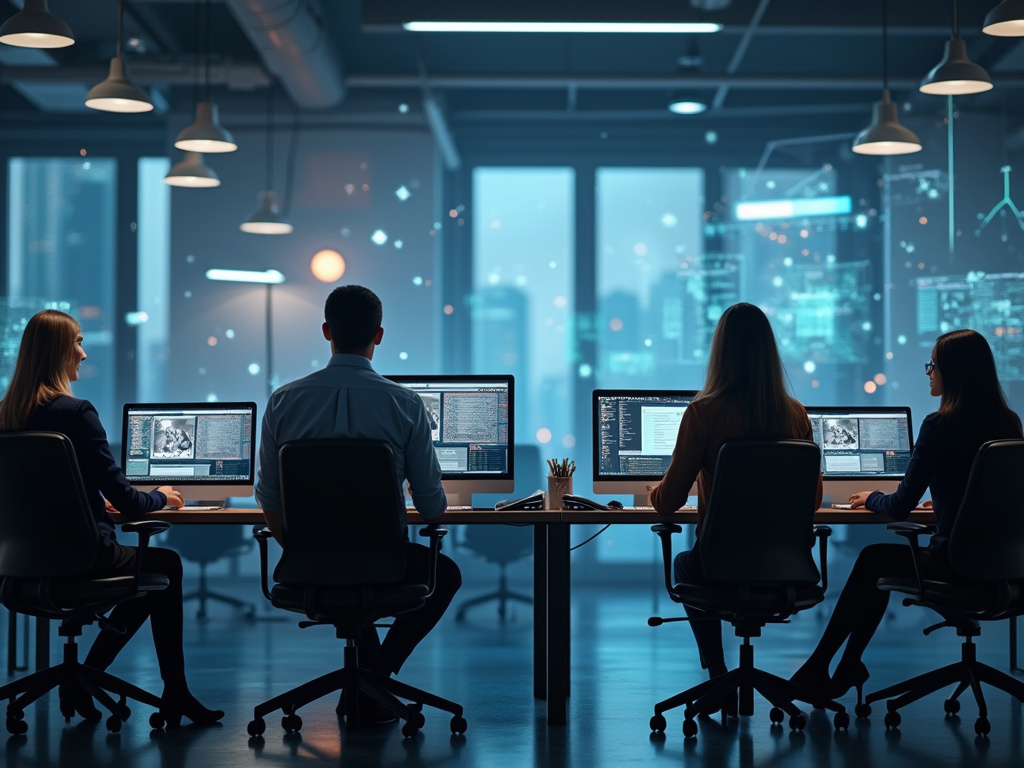 Professional office with remote workers demonstrating ZTNA security